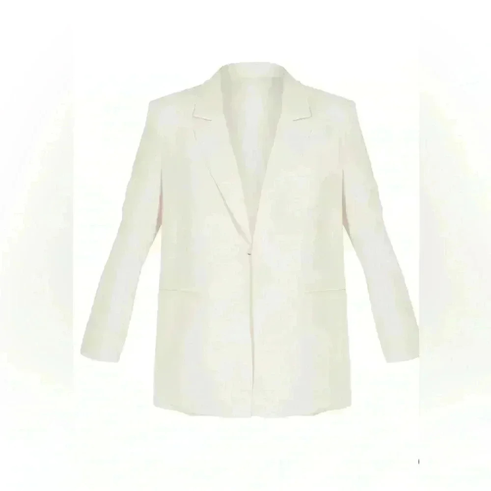 PrettyLittleThing Cream Oversized Dad Blazer Size 2